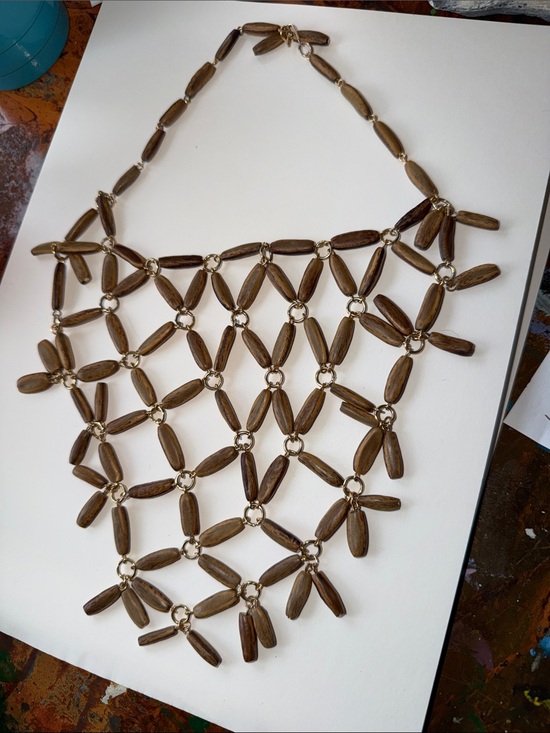 Jewelry - Wooden Bead Bib Necklace - Brown
